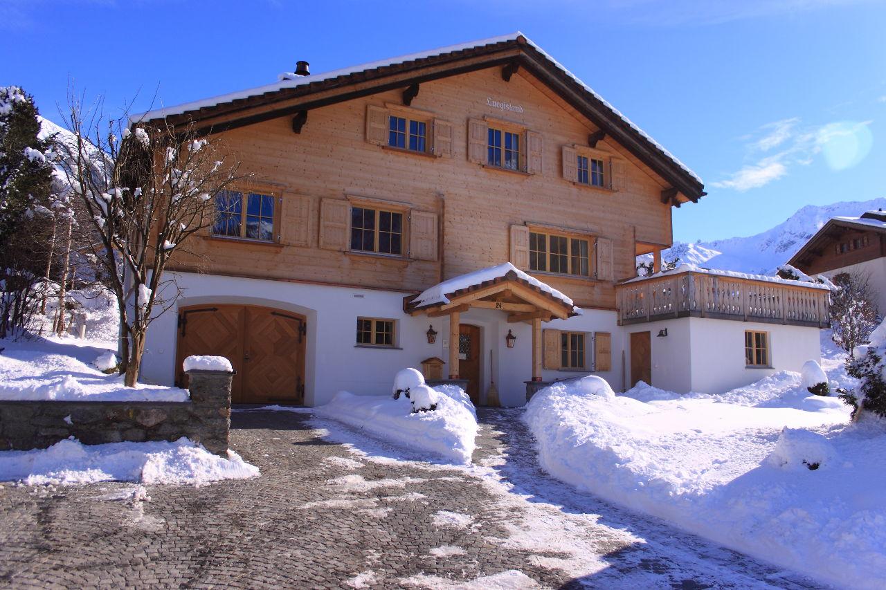 Lovely refurbished Chalet Luegisland in Klosters from the outside